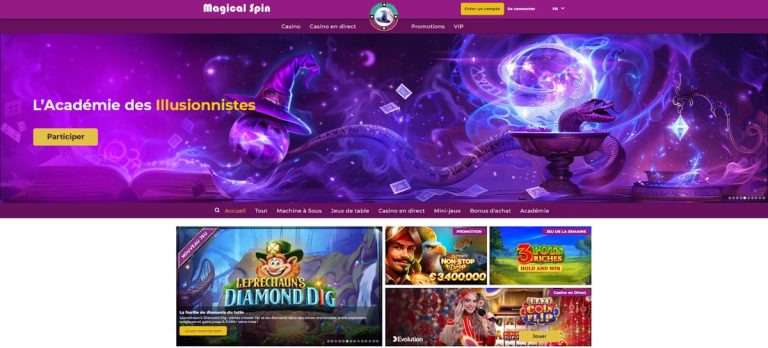Magical Spin Casino page accueil