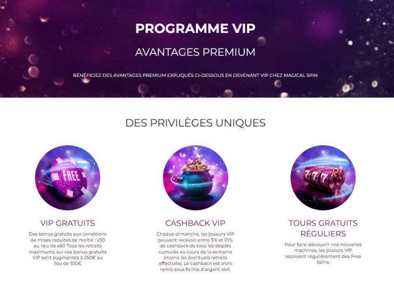 Magical Spin Casino programme VIP
